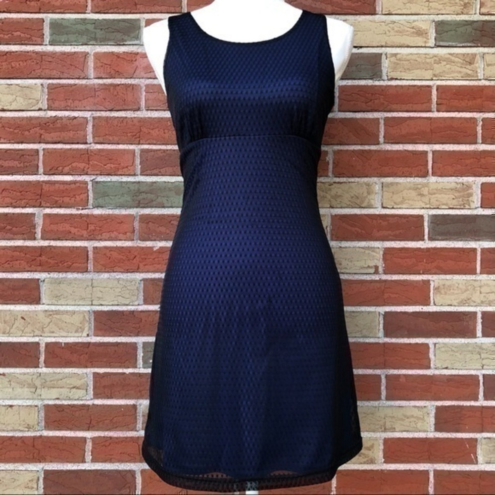 Vintage BYER TOO! Juniors Sleeveless Blue Black Mesh Lace Dress 👗